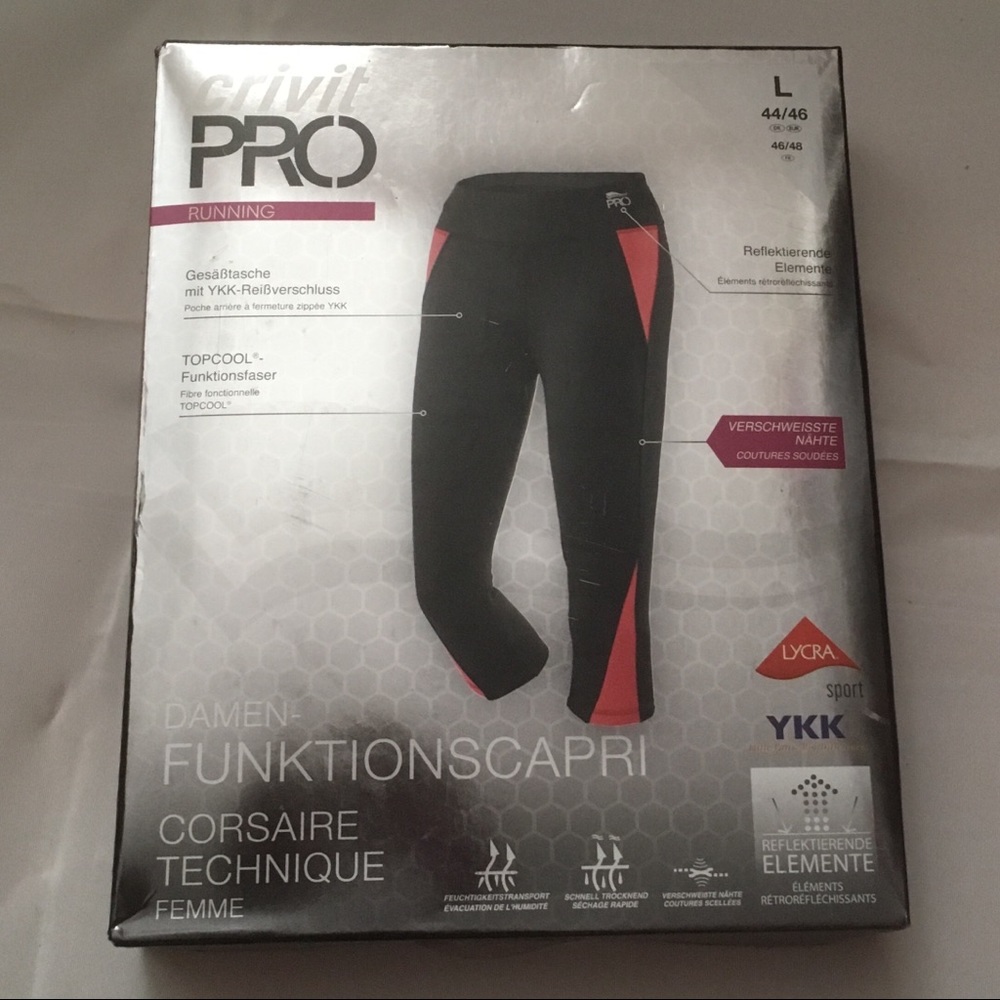 Crivit Pro running Capri pant leggings. New in box